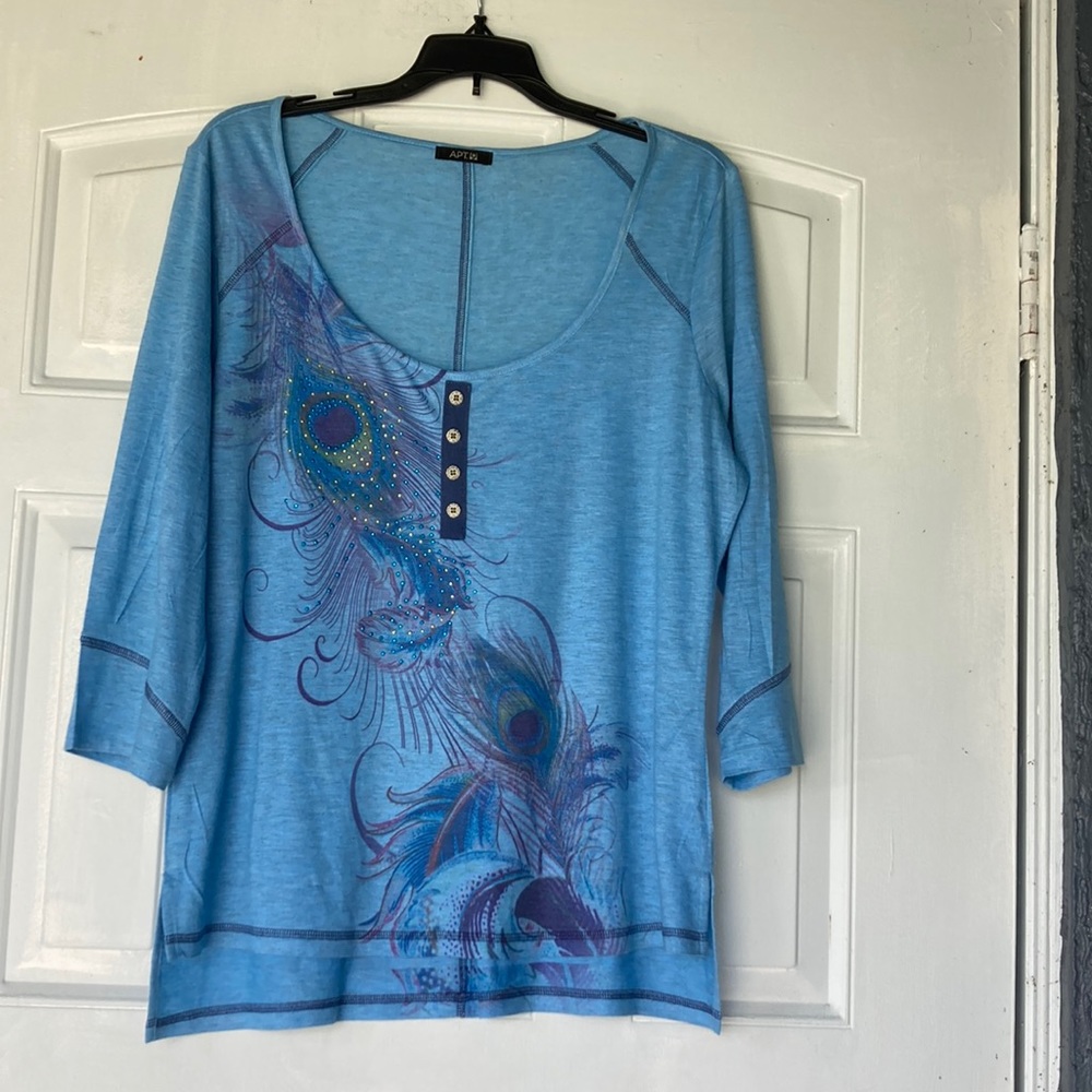 Nearly new Apt 9 blue blouse 3/4 sleeve size L